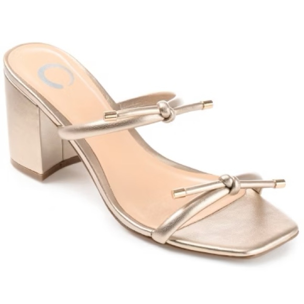 Journee Collection Gold Block Heeled Sandals